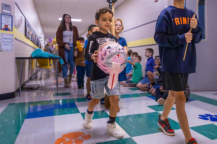 Students in a balloon parade